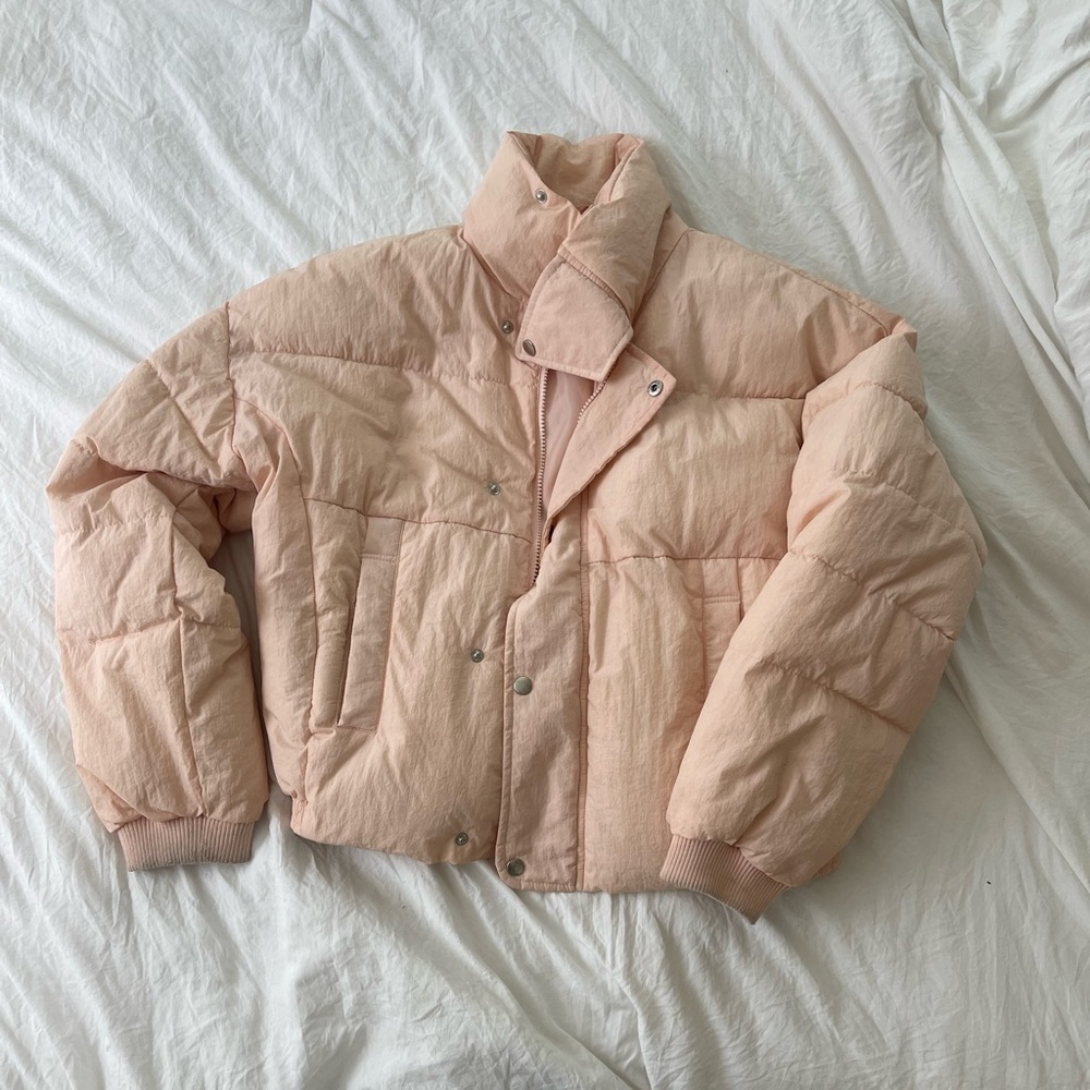 Blush pink Free People winter jacket